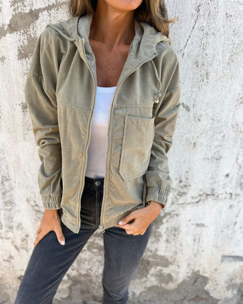 Ella | Kordfluwelen hoodie met rits