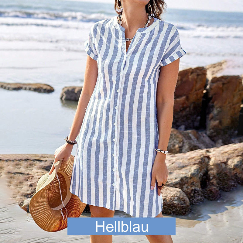 🌸✨Dames midijurk met strepenpatroon en knopen