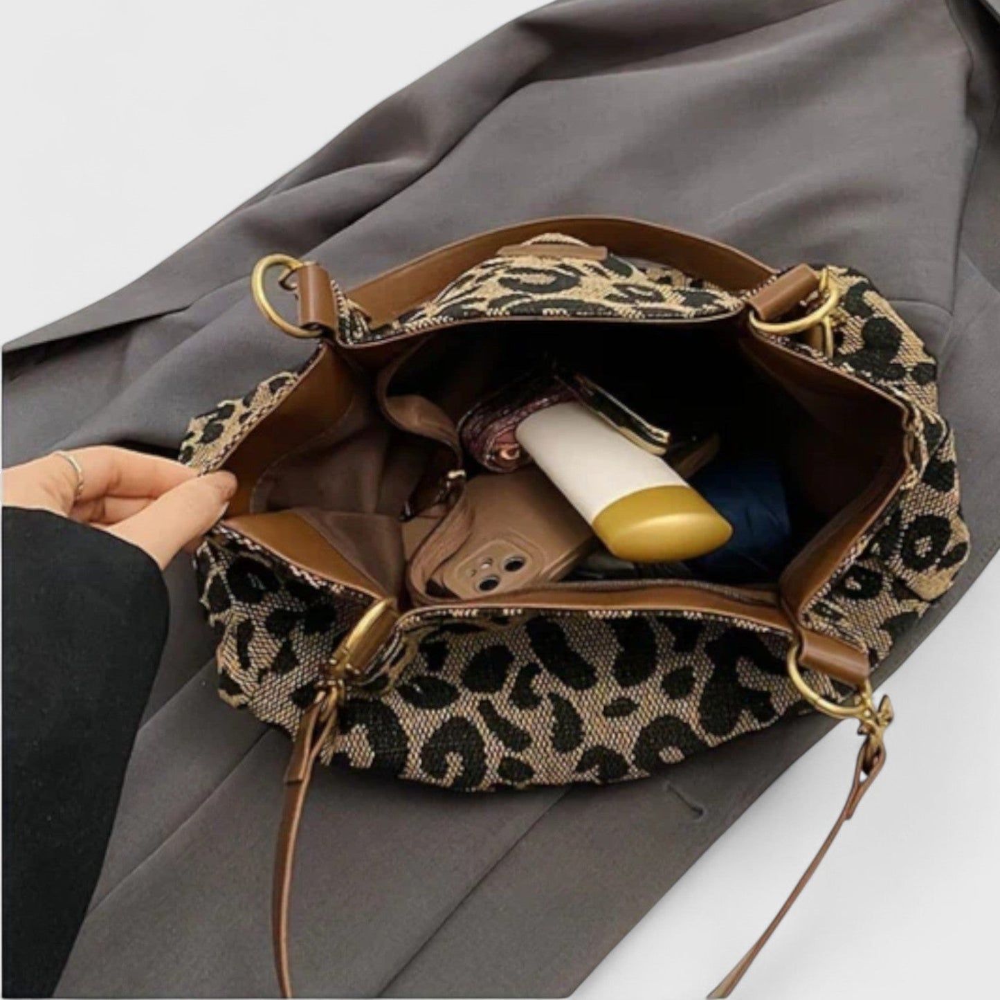 Alizée | Shopper van canvas met luipaardmotief