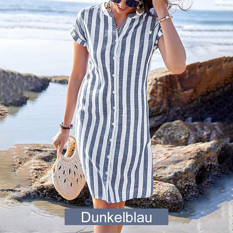 🌸✨Dames midijurk met strepenpatroon en knopen