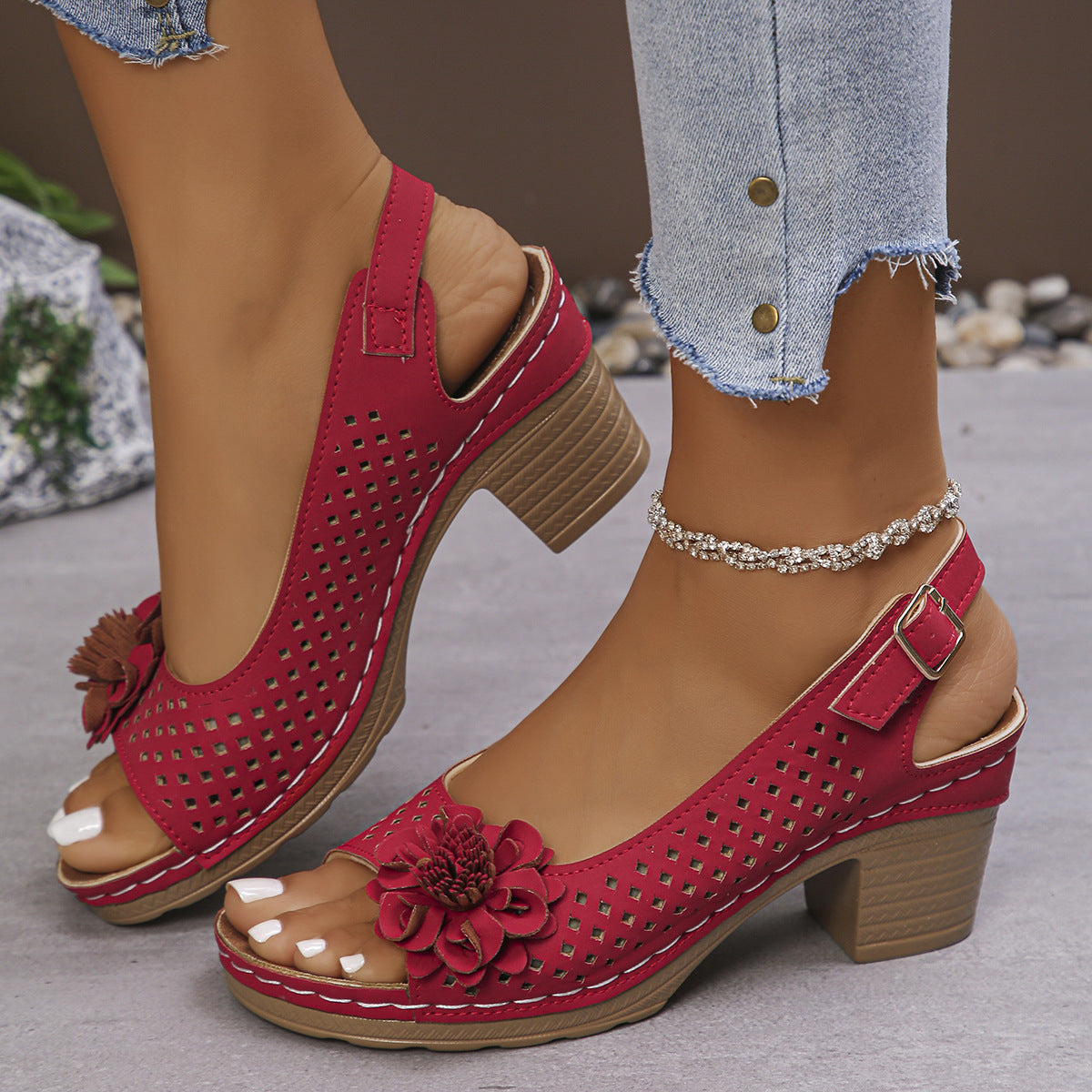 🔥2025🔥 Sandalen met Gesp en Vierkante Hak voor Dames