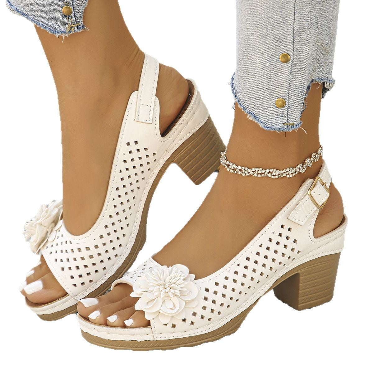 🔥2025🔥 Sandalen met Gesp en Vierkante Hak voor Dames