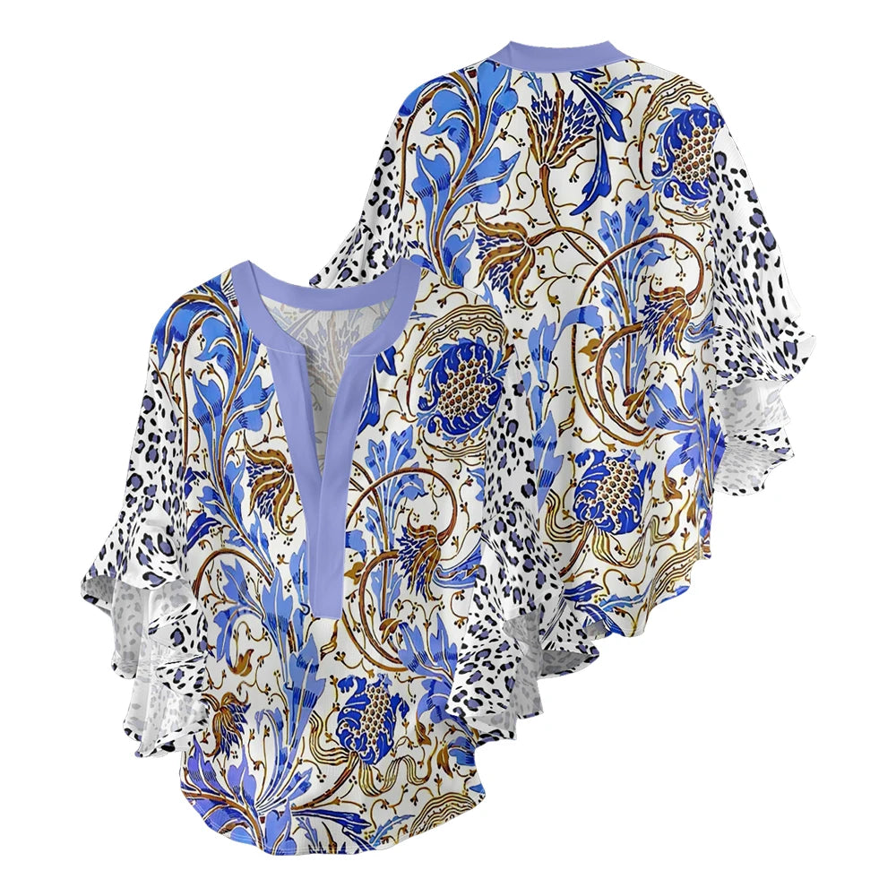 Gebloemde blouse met V-hals