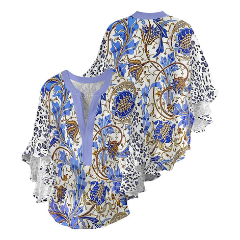 Gebloemde blouse met V-hals