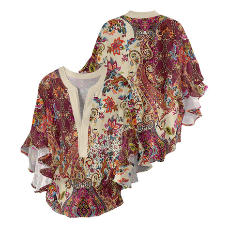 Gebloemde blouse met V-hals