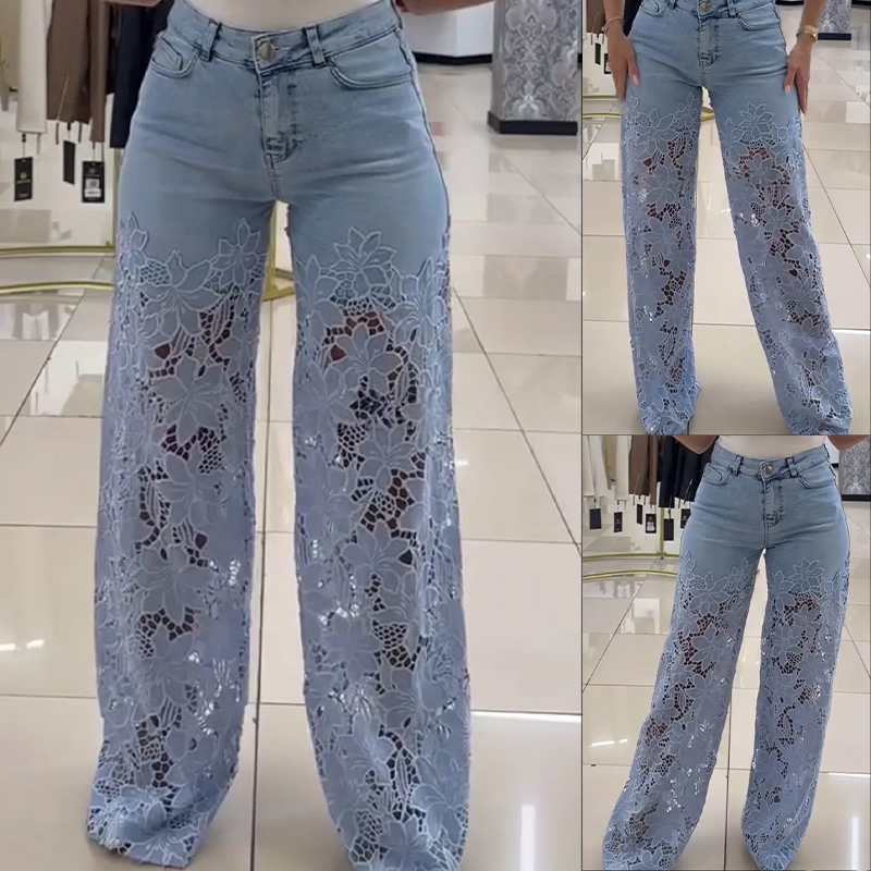 Zomer Vibes: Kanten Patchwork Denim Jeans
