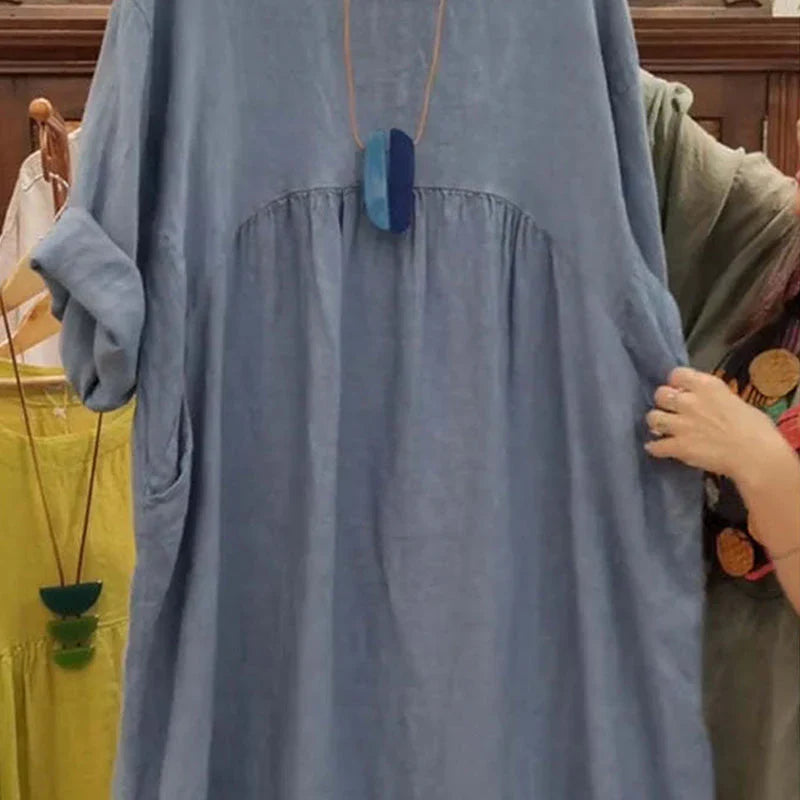 Zomerseizoen Unieke jurk met zakken voor vrouwen