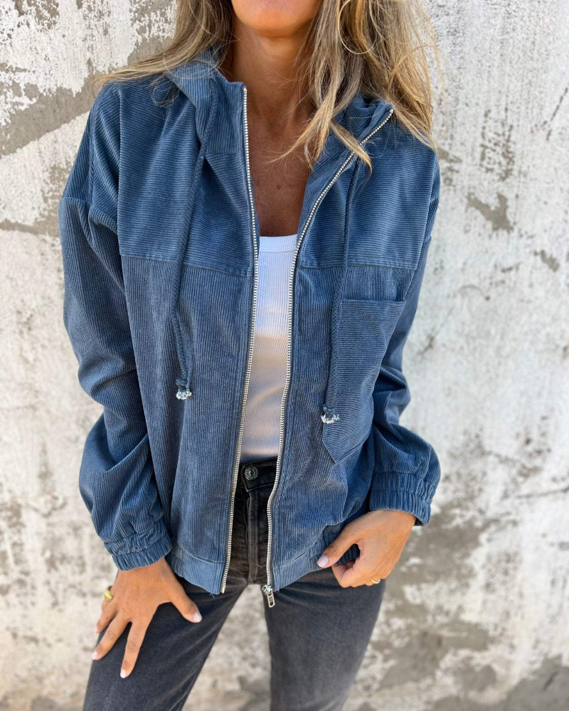 Ella | Kordfluwelen hoodie met rits