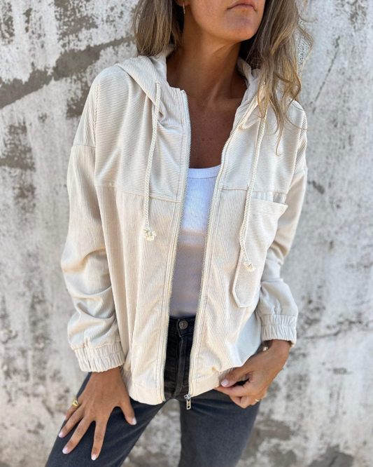 Ella | Kordfluwelen hoodie met rits