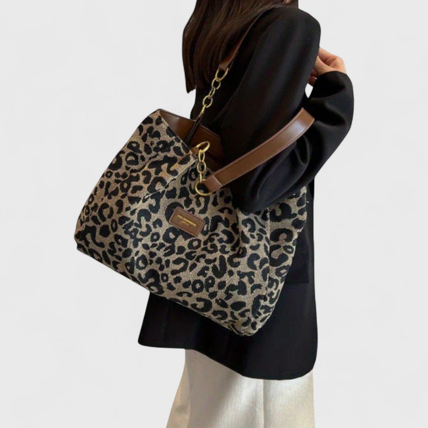 Alizée | Shopper van canvas met luipaardmotief