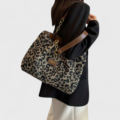 Alizée | Shopper van canvas met luipaardmotief