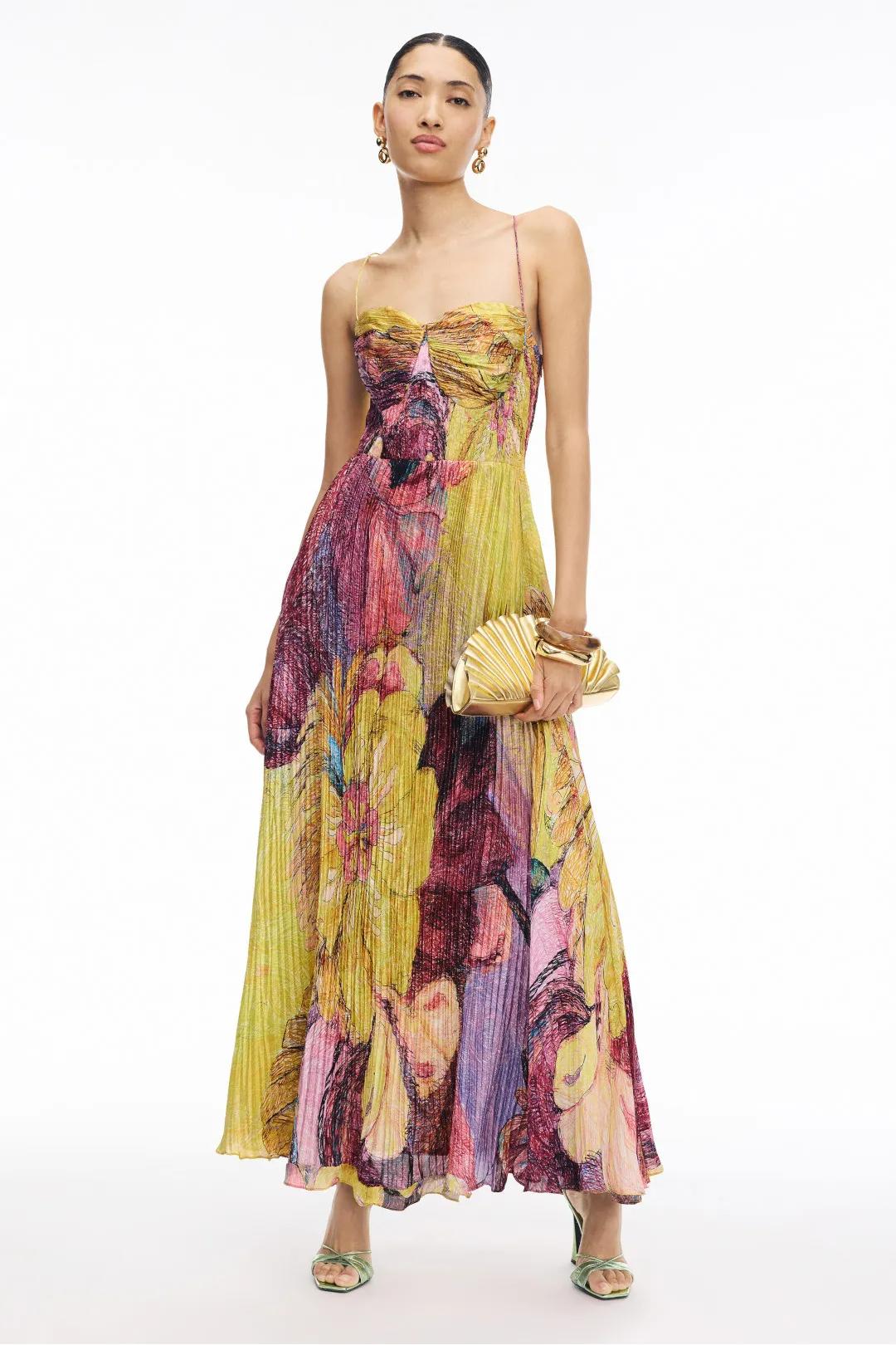 Kiara Veelkleurige Ikat Print Maxi Jurk