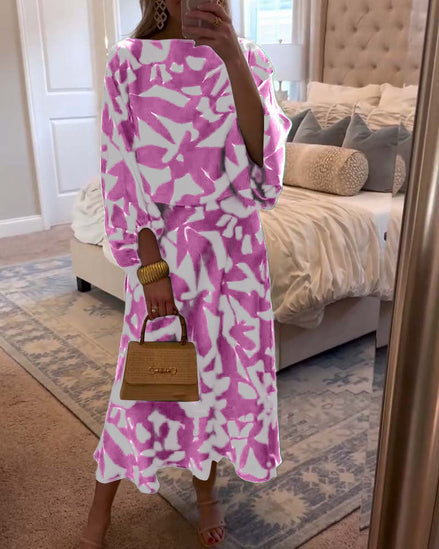 Set Jurk Casual Gedrukte Lantaarnmouwen Temperament