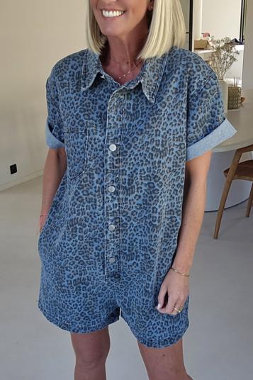 Jini Jeans Playsuit in Blue Leo