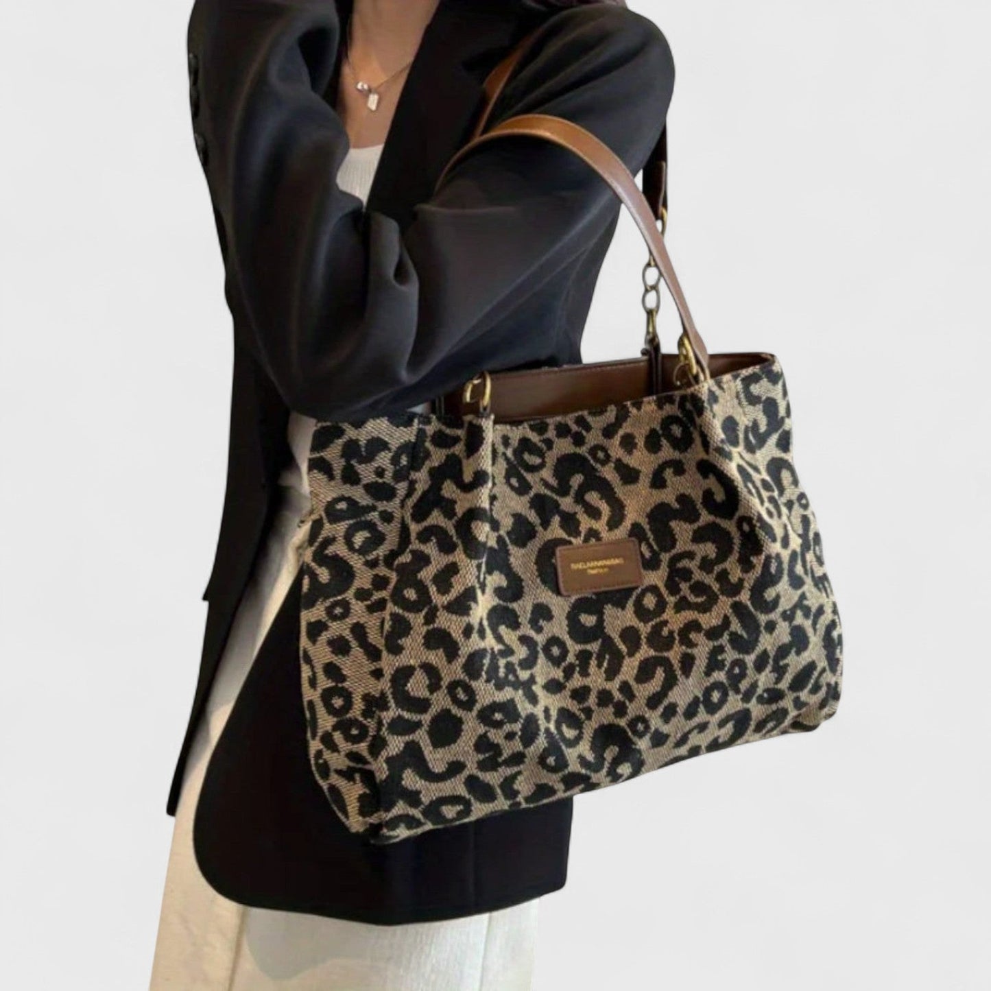 Alizée | Shopper van canvas met luipaardmotief