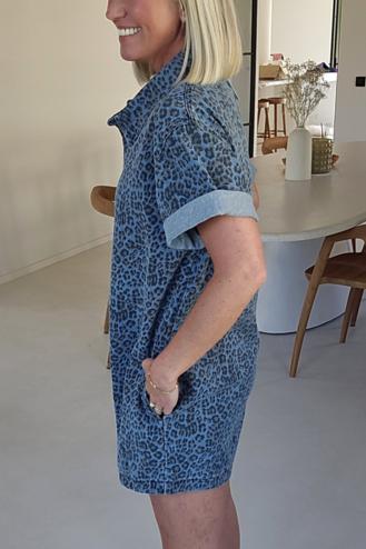 Jini Jeans Playsuit in Blauw Leo