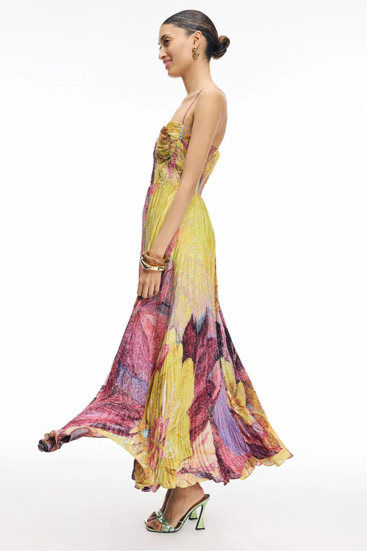 Kiara Veelkleurige Ikat Print Maxi Jurk