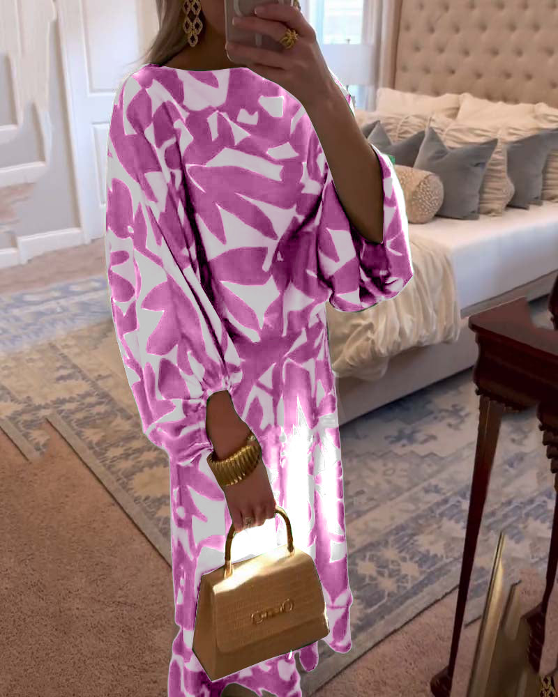 Set Jurk Casual Gedrukte Lantaarnmouwen Temperament