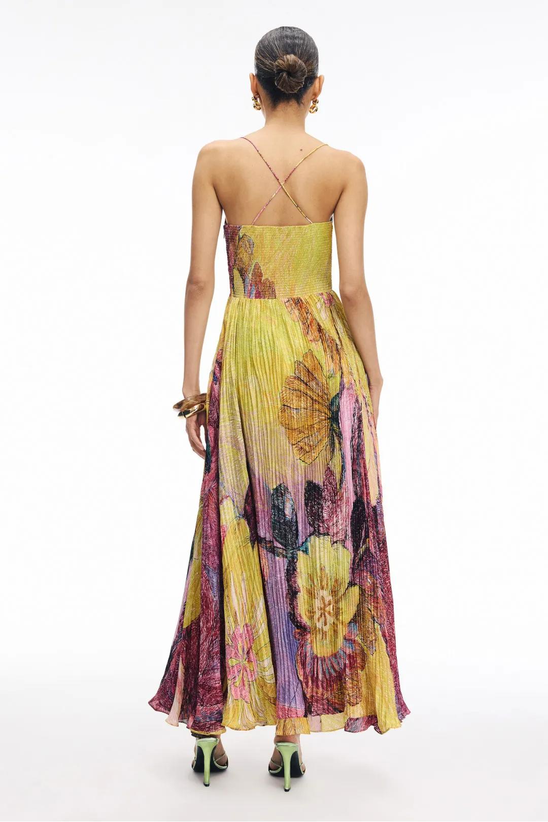 Kiara Veelkleurige Ikat Print Maxi Jurk