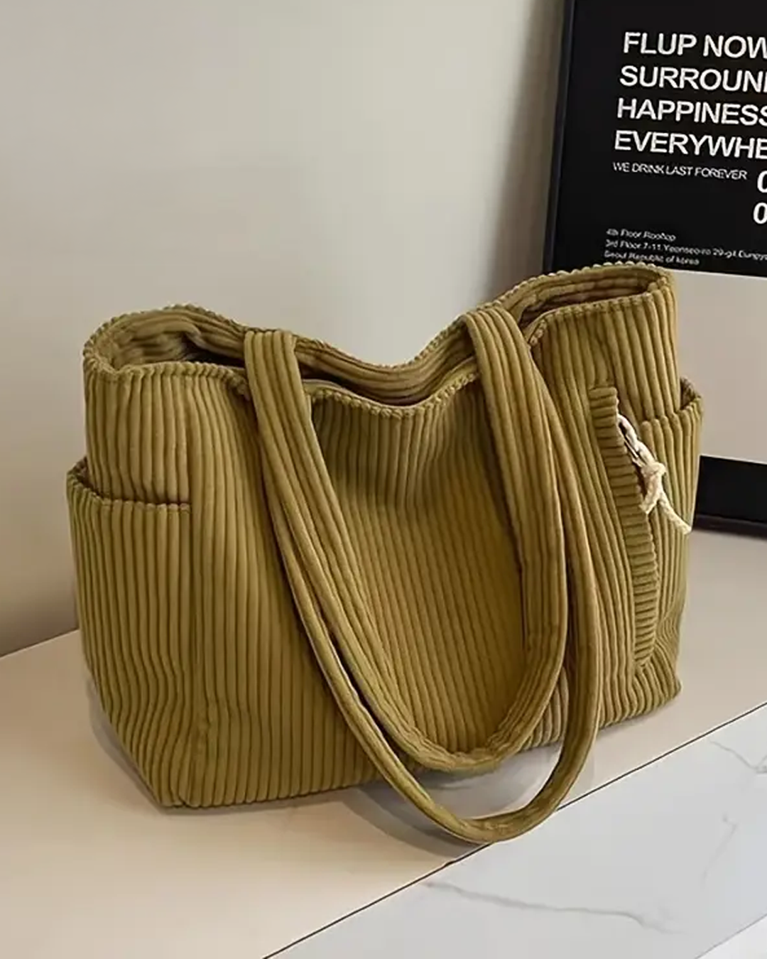 Tilda – Geribde draagtas met koorddetail