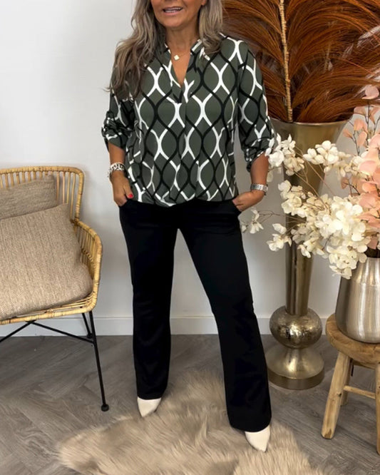 Janny | Casual blouse met lange mouwen en elegant patroon