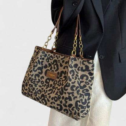 Alizée | Shopper van canvas met luipaardmotief