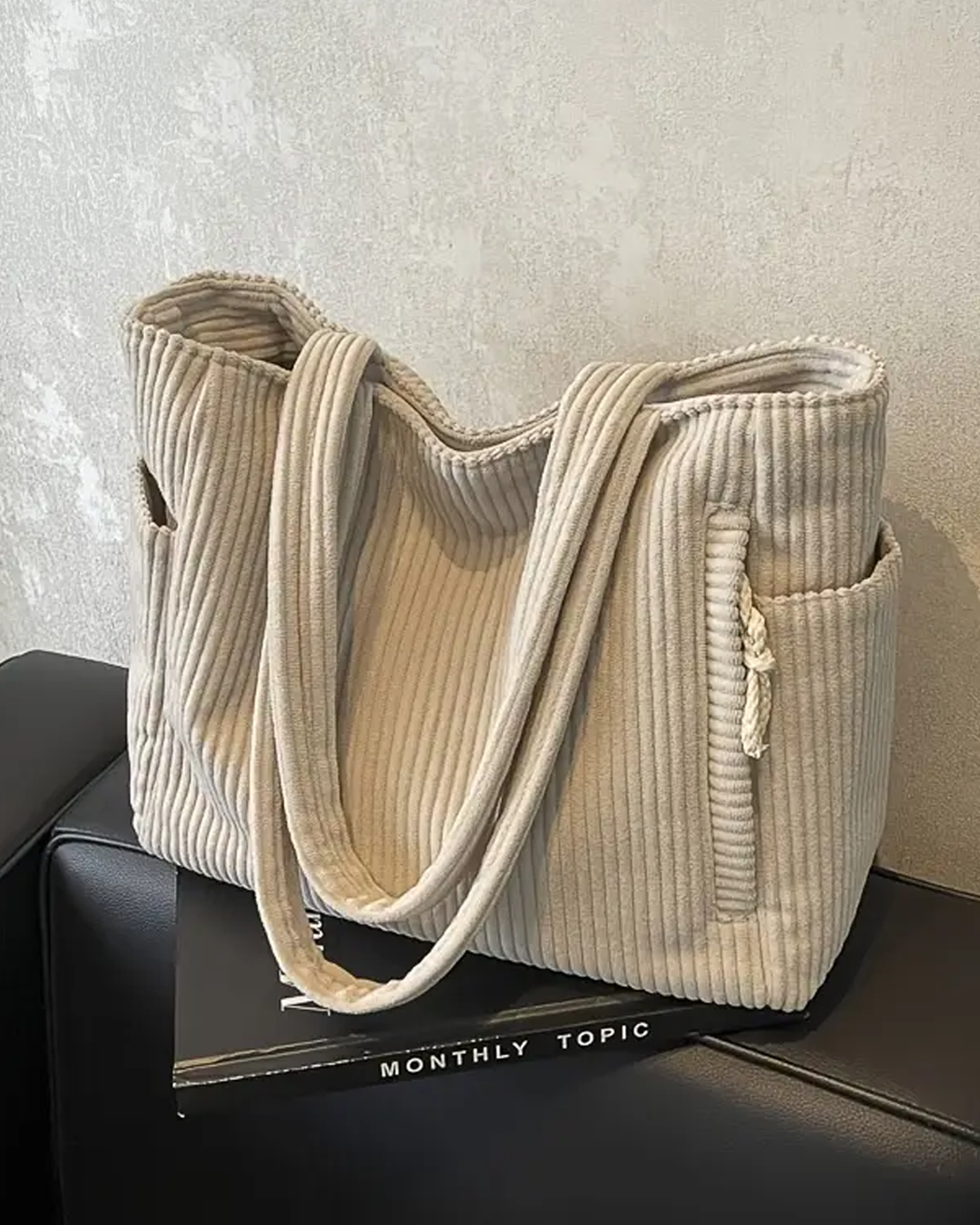 Tilda – Geribde draagtas met koorddetail