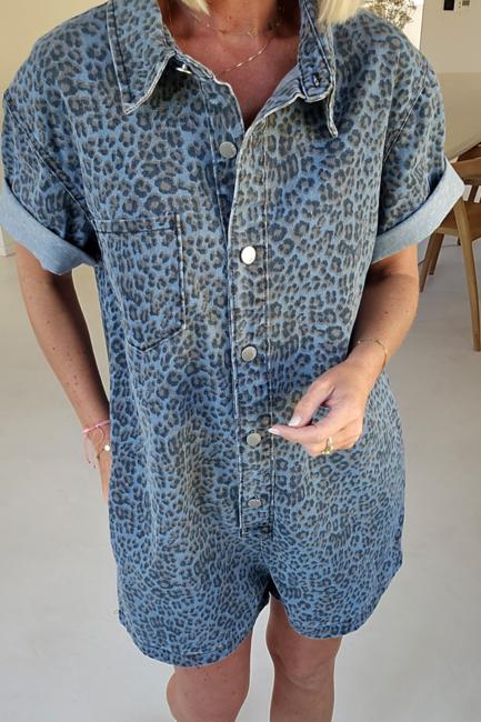 Jini Jeans Playsuit in Blauw Leo