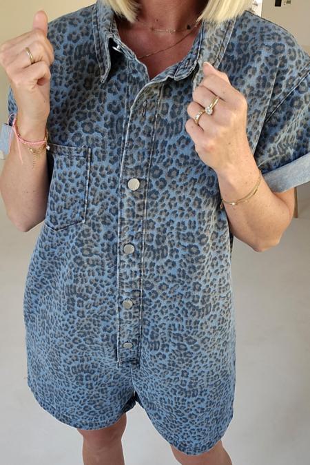 Jini Jeans Playsuit in Blauw Leo