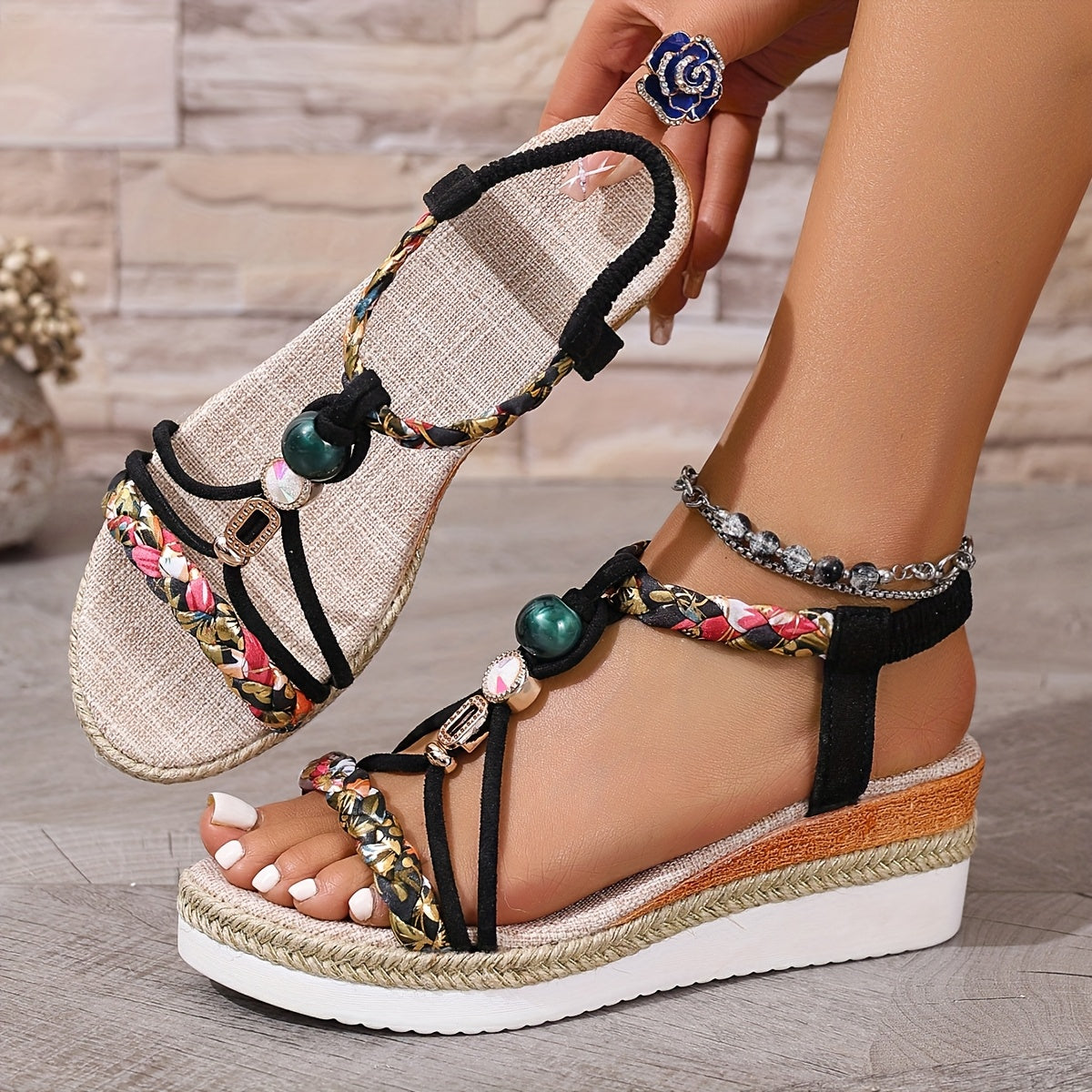 Belrose sandalen met comfortabele sleehakzool