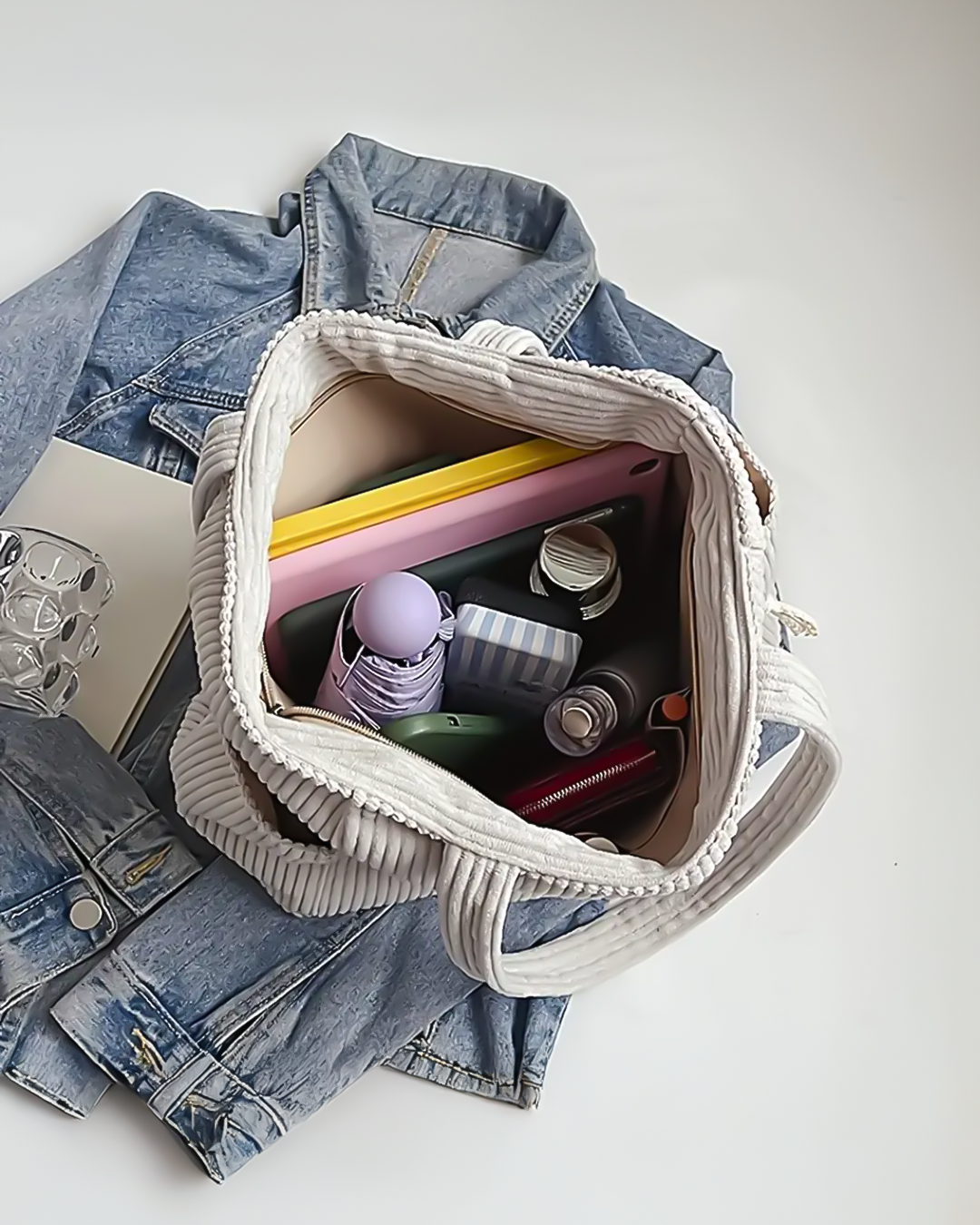 Tilda – Geribde draagtas met koorddetail