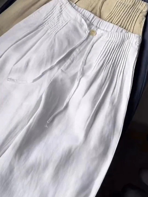 Camille – Wijde broek van katoen- en linnenmix