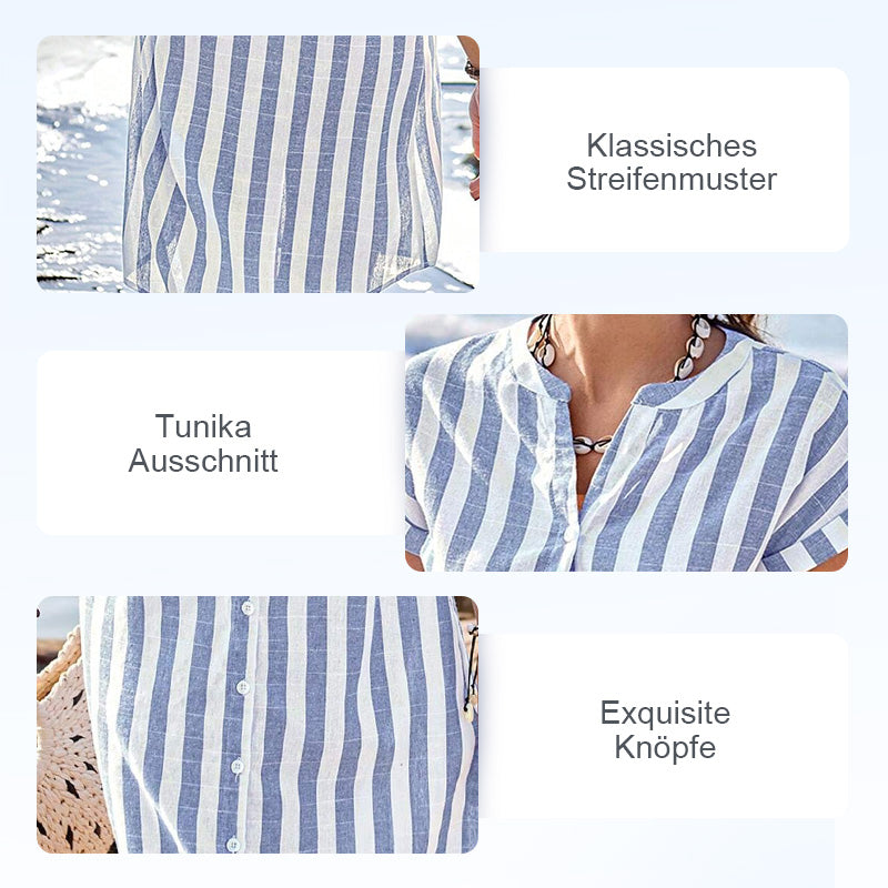 🌸✨Dames midijurk met strepenpatroon en knopen 