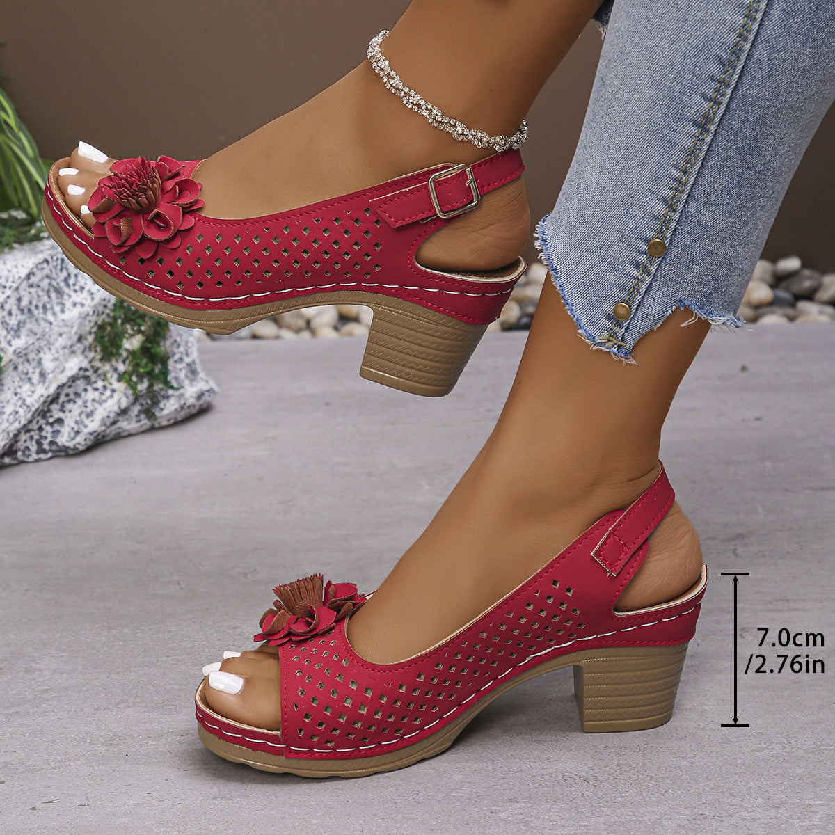 🔥2025🔥 Sandalen met Gesp en Vierkante Hak voor Dames