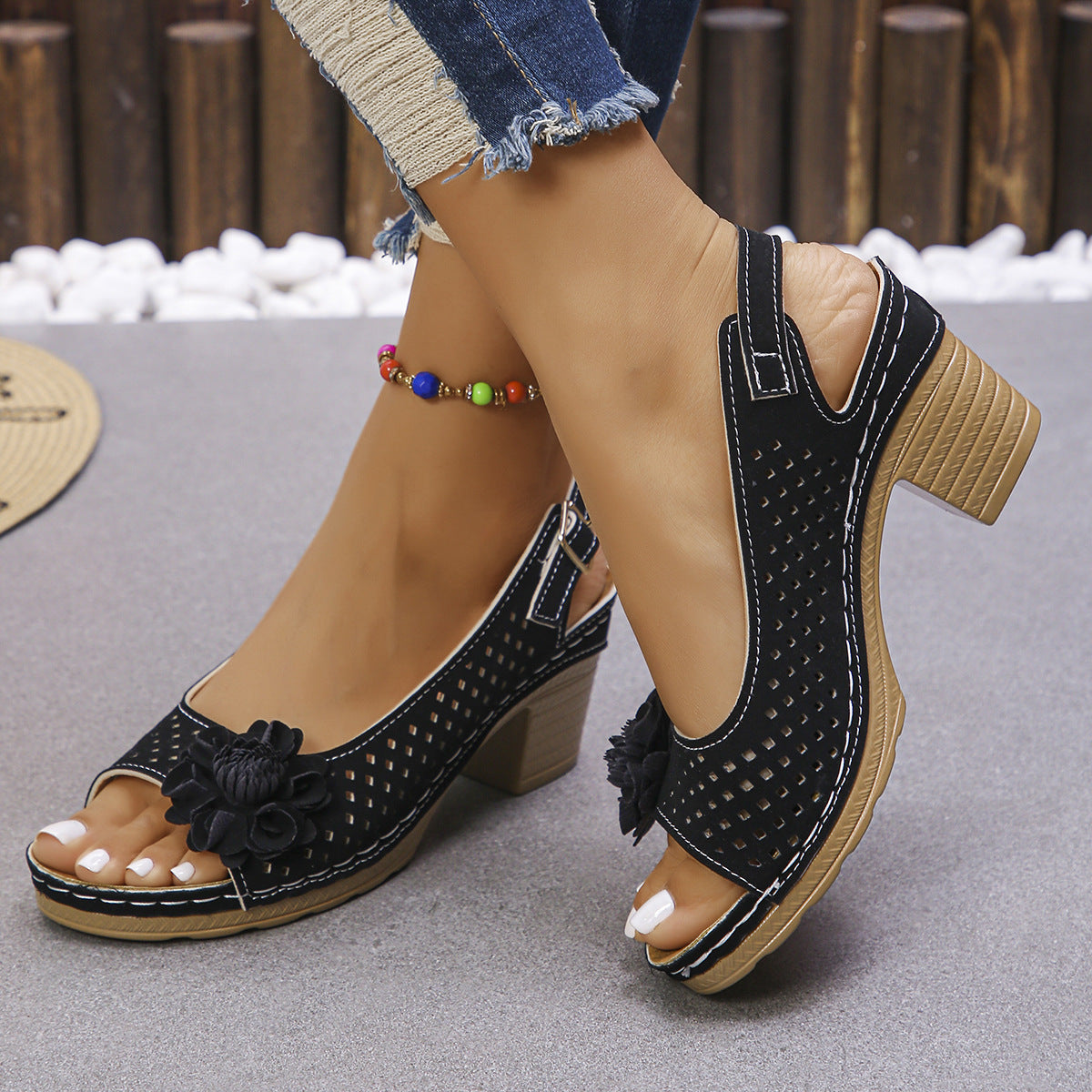 🔥2025🔥 Sandalen met Gesp en Vierkante Hak voor Dames