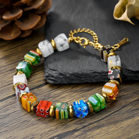 Nieuw in handgemaakte Murano duizend bloemen glazen kralen armband mode kralen diy persoonlijkheid kristal armband vrouwen sieraden