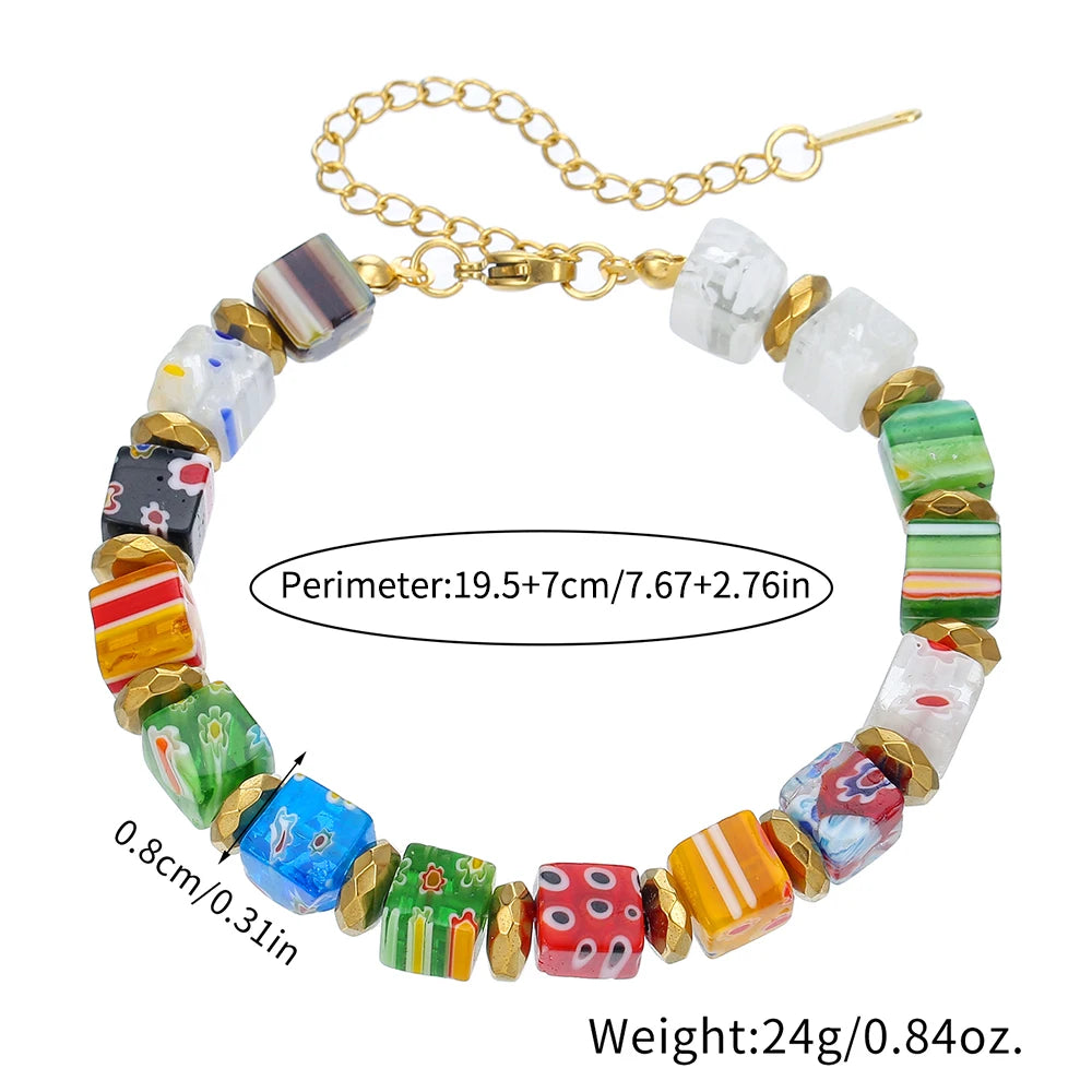 Nieuw in handgemaakte Murano duizend bloemen glazen kralen armband mode kralen diy persoonlijkheid kristal armband vrouwen sieraden