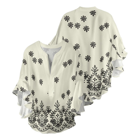 Gebloemde blouse met V-hals 