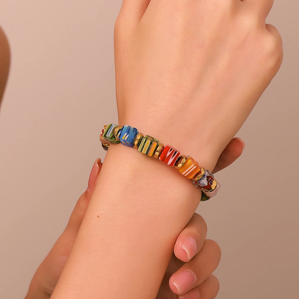 Nieuw in handgemaakte Murano duizend bloemen glazen kralen armband mode kralen diy persoonlijkheid kristal armband vrouwen sieraden