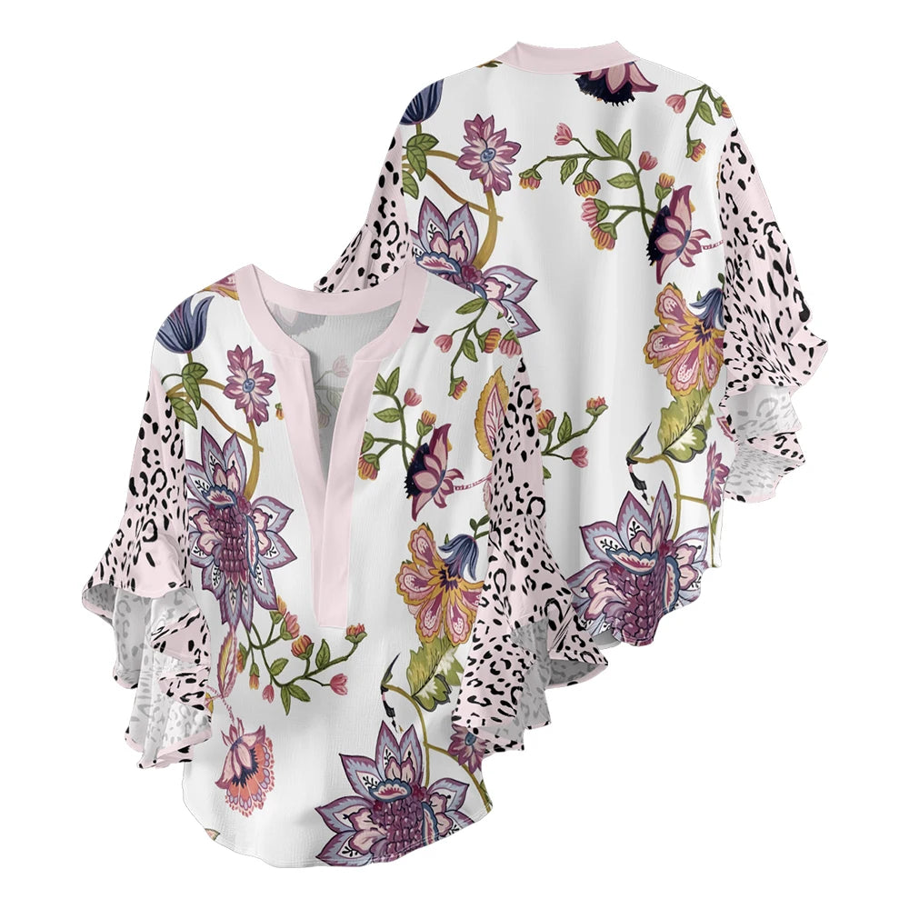 Gebloemde blouse met V-hals 