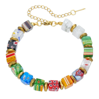 New In Hand-Made Murano Thousand Flower Glass Bead Bracelet Fashion Beaded Diy Personality Crystal Bracelet Women Jewelry