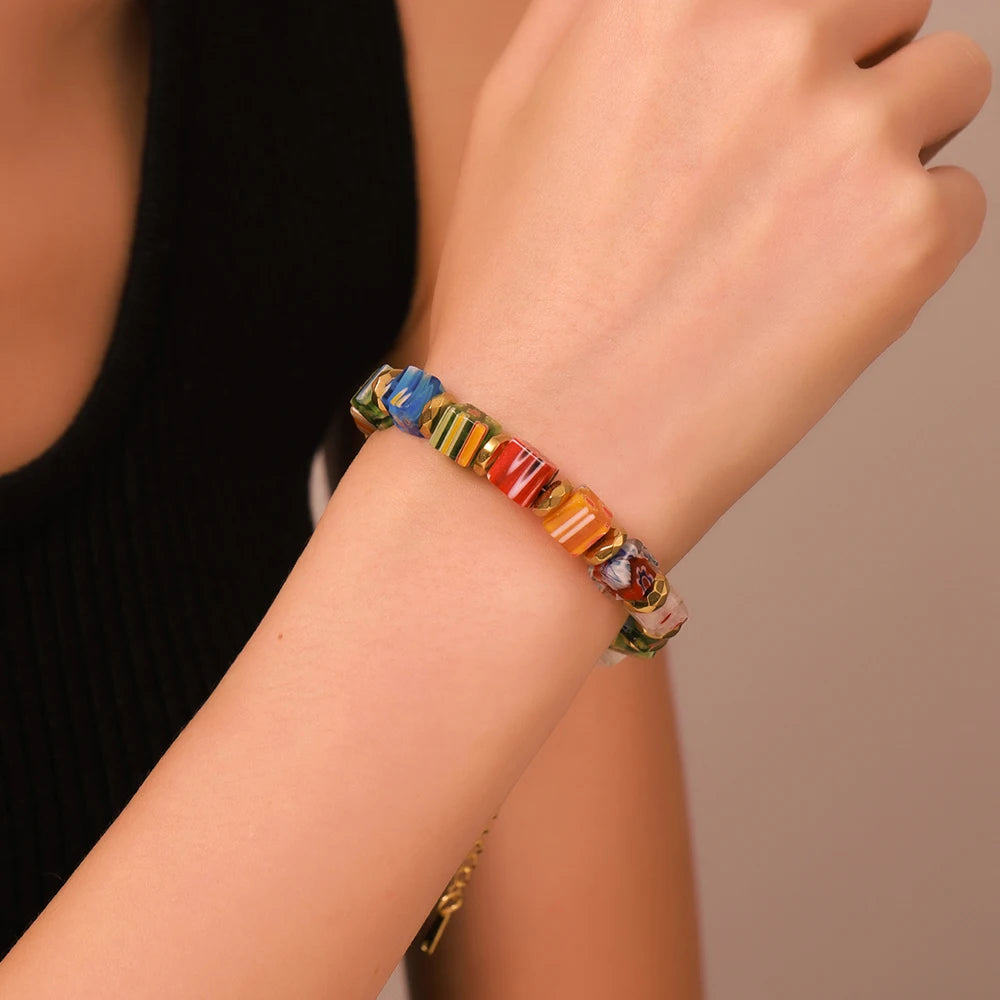 Nieuw in handgemaakte Murano duizend bloemen glazen kralen armband mode kralen diy persoonlijkheid kristal armband vrouwen sieraden