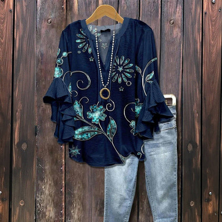 Vintage blouse met bloemenprint