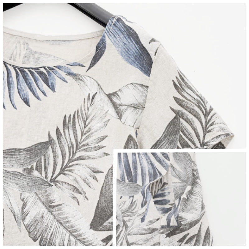 🌷LAATSTE DAG VERKOOP 49% KORTING🍀Damesjurk met ronde hals en botanische print