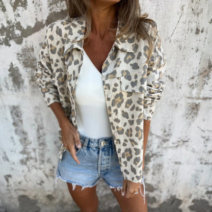 Vintage Overhemd met Print, Kraag en Lange Mouwen