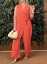 Giulia – Elegante Effen Jumpsuit met V-Hals en Zijriem