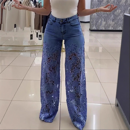 Zomer Vibes: Kanten Patchwork Denim Jeans