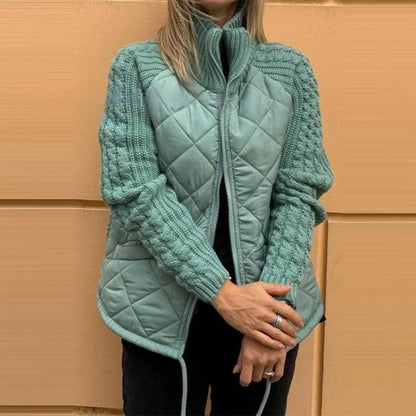 Gebreide Patchwork-Pufferjas voor Dames
